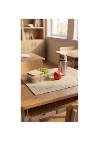 Kişiye Özel İsim Nakışlı Duck Kumaş Beslenme Örtüsü 45x35 Cm Su Ve Leke Tutmaz Kumaş - 922755444