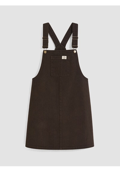 Lcw Comfort Kahverengi Kare Yaka Jean Salopet Elbise