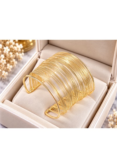 Terragolds Çelik Tel Sarma Model Gold Renk Kadın Bileklilk - Bb7895 Altın