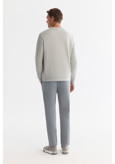 Avva Erkek Gri Bisiklet Yaka Pamuklu Baskılı Elastan Regular Fit Sweatshirt A42y1243