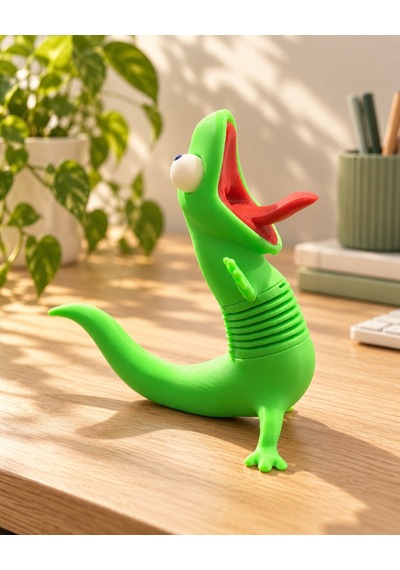 Yaylı Çılgın Kertenkele Figürü 10 Cm, Pla 3d Baskı