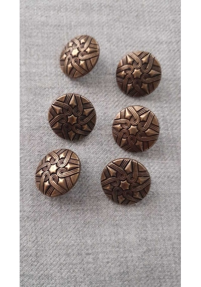Antık Sarı Metal Düğme 18 Mm 6 Adet