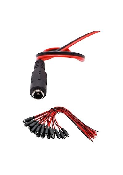 2.1 Dişi Led Birleştirme Kablosu 15cm Adaptör Jack Fişi Ve Kamera Kablosu 5 Adet
