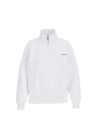 Guess Kadın Yarım Fermuarlı Dik Yaka Sweatshirt - Beyaz Beyaz
