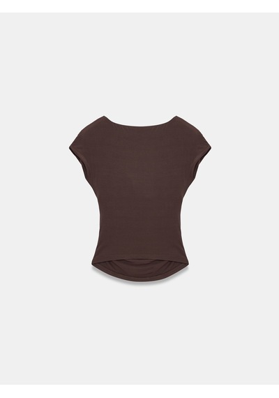 Dilvin 33157 Bra-free Büzgülü Top Koyu Kahve