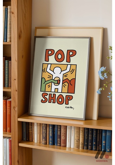 Pop Shop Poster, Siyah Çerçeveli Duvar Tablosu - Renkli Ev Dekorasyonu