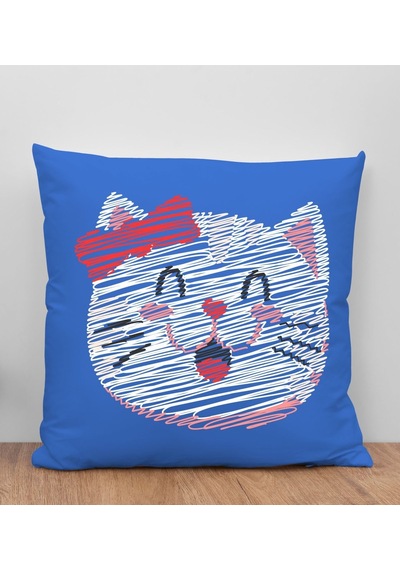 Bk Gift Modern Art Tasarımlı Mavi Kırlent Yastık, Arkadaşa Hediye, Ev Dekorasyonu, Ev Hediyesi-7