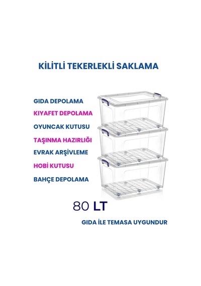 80 Litre Saklama Kutusu Depolama Düzenleme Beyaz