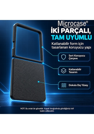 Microcase Samsung Galaxy Uyumlu Z Flip 8 İçin Deri Desenli Plastik Koruma Kılıf Taba - Al3156