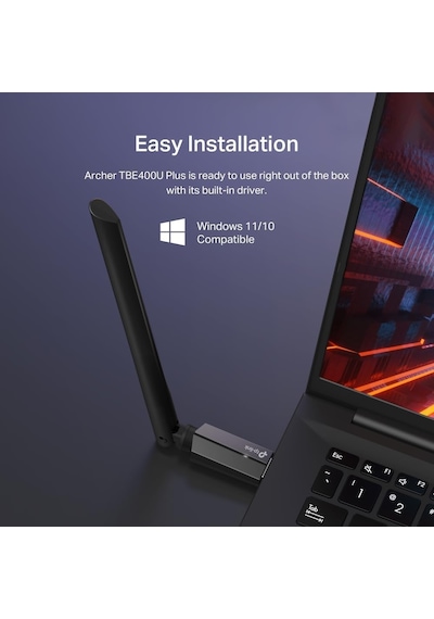 Archer Tbe400u Plus Be6500 Wi-fi 7 Üç-bant Usb Adaptör 6500 Mbps Yüksek Çekim Gücü Mlo Teknolojisi Usb 3.0 Wpa3 Güvenlik Windows 11/10 Tak Çalıştır Oyuncu Ağ Adaptörü