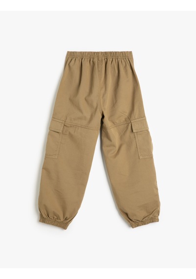 Koton Paraşüt Kot Pantolon Pamuklu Beli Lastikli Cepli - Parachute Jean Khakı 4wkg40027aw Haki