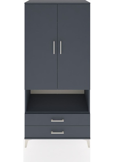Hyperion Dolap 5 Raflı 2 Çekmeceli 2 Kapaklı 88x44x195 Antrasit-antrasit Antrasit