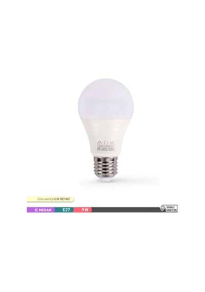 Ack 9w Led Ampul 4000k Günışığı E27 5'li Eko Paket