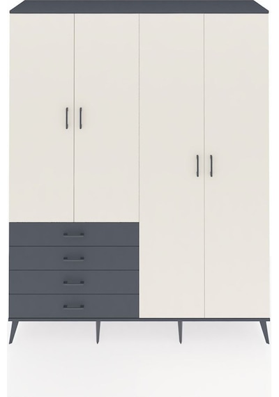 Hyperion Gardrop 6 Raflı 4 Çekmeceli Tek Askılı 176x44x221 Antrasit-aytaşı/antrasit Aytaşı/antrasit Hyperion Gardrop 6 Raflı 4 Çekmeceli Tek Askılı 176x44x221 Antrasit-aytaşı/antrasit Aytaşı/antrasit