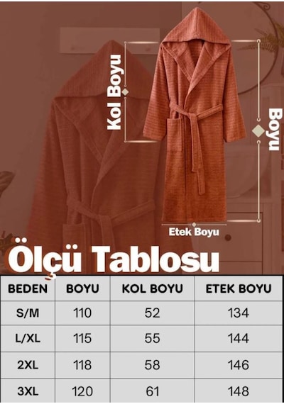 Eponj Home Kapüşonlu Bornoz Doğa Kiremit L/xl Kiremit