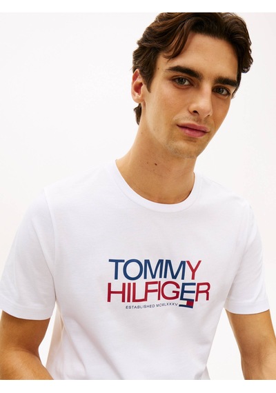 Tommy Hilfiger Mw0mw42369 Brand Love Big Text Erkek Tişört Beyaz