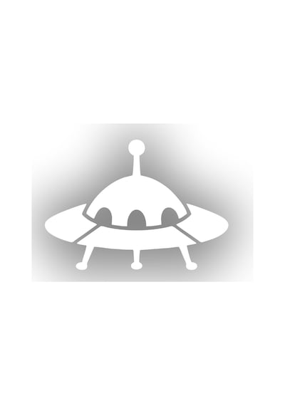 Ufo Araba Sticker 17x17 Cm Beyaz