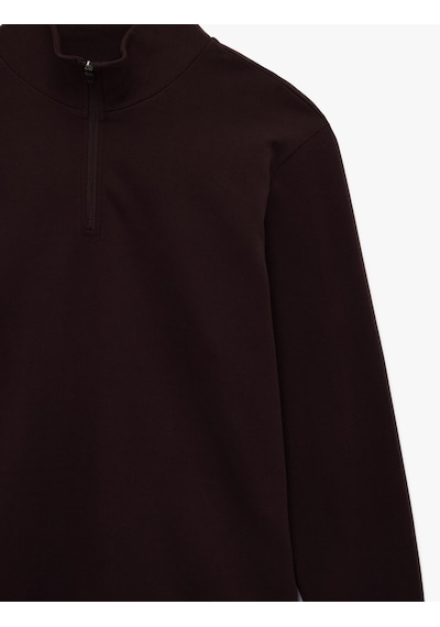 Koton Pamuklu Uzun Kollu Oversize Dik Yaka Yarım Fermuarlı Sweatshirt Bordo Şarap 6sam70009nk Bordo - Şarap