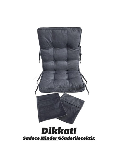Reyo Home Sallanan Sandalye Minderi Kapitone Çift Cepli Füme