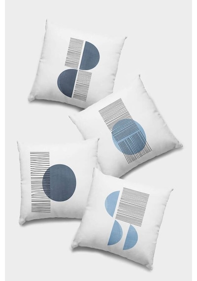 Mavi Geometrik Çift Taraflı 4'lü Set Kırlent Kılıfı 4kr012n11