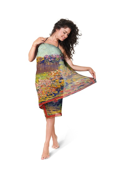 Canvas Summer Desen İç Göstermeyen Saten Pareo Çok Renkli
