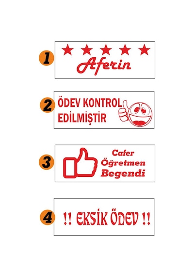 Kendinden Mürekkepli Öğretmen Kaşesi Aferin Kaşesi