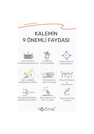 Novstrap Apple Uyumlu iPad  Air 13 M2/m3 İle Dokunmatik Tablet Kalemi Avuç İçi Reddi Pencil C10a Manyetik Şarjlı Kısayol Tuşlu Bluetooth Stylus