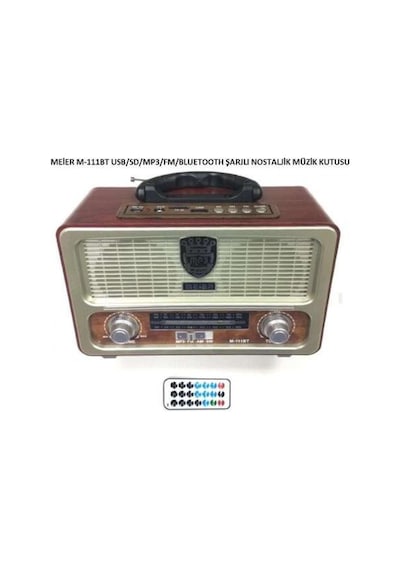 Meier 111BT Şarjlı Bluetootlu-Kumandalı USB/SD Nostaljik Radyo