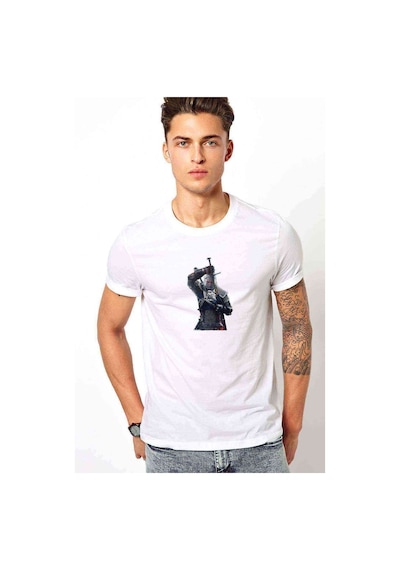The Witcher Phone Baskılı Beyaz Erkek Tshirt