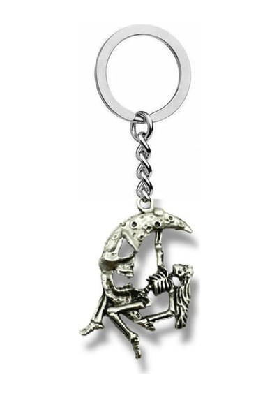 Gotik Stil Ay Ve İskelet Figürlü Unisex Metal Anahtarlık