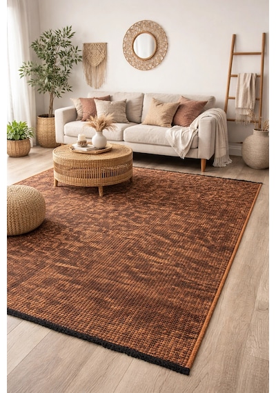 Hoom Rugs Vintage Vtg 101 Taba Dekoratif Yıkanabilir Kilim Taba