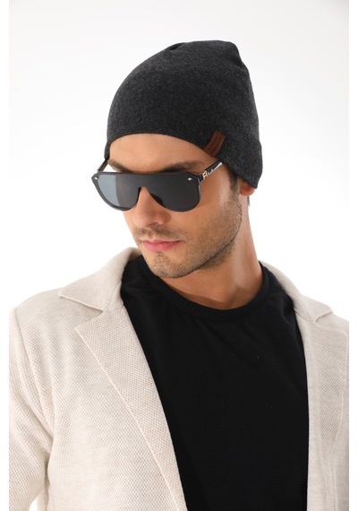 Ritagarcia Unisex Etiket Detaylı Pamuklu Penye Bere Kışlık Mevsimlik Beanie Bere Antrasit