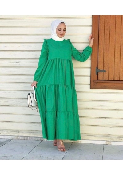 Lovie Moda Kadın Omuz Detaylı Elbise Yeşil