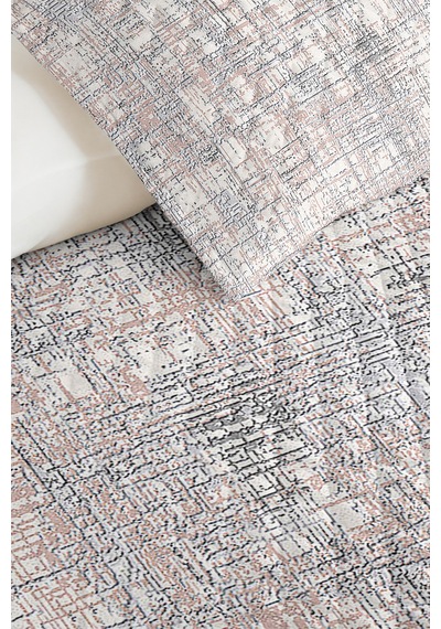Gri Geometrik Bohem Genç Odası Tek Kişilik Pike Takımı-pudra Çizgili 160x220cm Kapitone Yatak Örtüsü Masalsı Mum Tadı