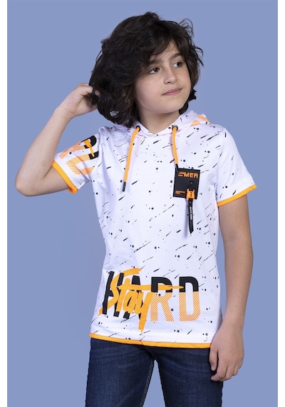 Toontoy Kids Toontoy Erkek Çocuk Kapüşonu File Detaylı Armalı Tişört Kırmızı