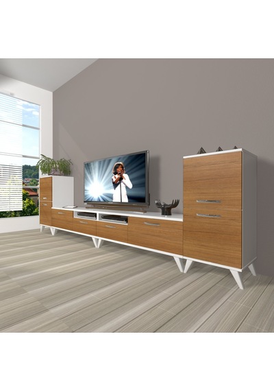 Decoraktiv Eko 9200 Mdf Retro Tv Ünitesi Tv Sehpası Beyaz - Ceviz