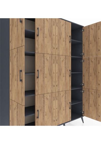 Hyperion Gardrop 10 Raflı 12 Kapaklı 176x44x221 Antrasit-çam/antrasit Çam/antrasit Hyperion Gardrop 10 Raflı 12 Kapaklı 176x44x221 Antrasit-çam/antrasit Çam/antrasit