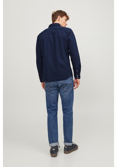 Jack & Jones Jjesherıdan Shırt L/s Noo Lacivert Erkek Uzun Kollu Gömlek Lacivert