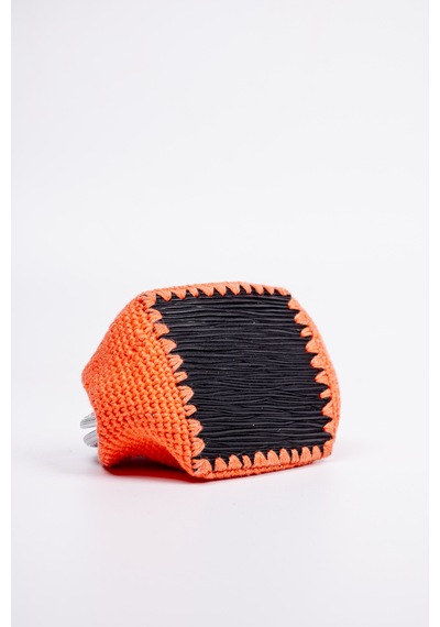 Fabric Craft Bag Bozuk Para Cüzdanı Merserize Pamuk Klipsli Örgü Turuncu
