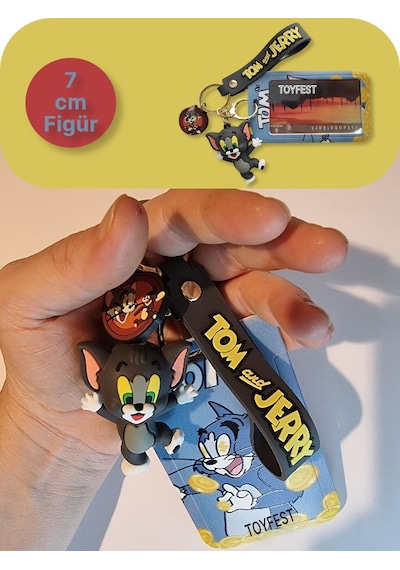 Tom & Jerry - Figürlü Yumuşak Silikonlu Anahtarlık Çanta Aksesuarı Ve Kartlık 2si Bir Arada - 2 Adet