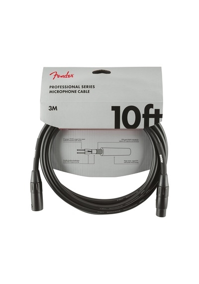 Fender Professional Series Microphone Cable 3 Metre - Black Mikro