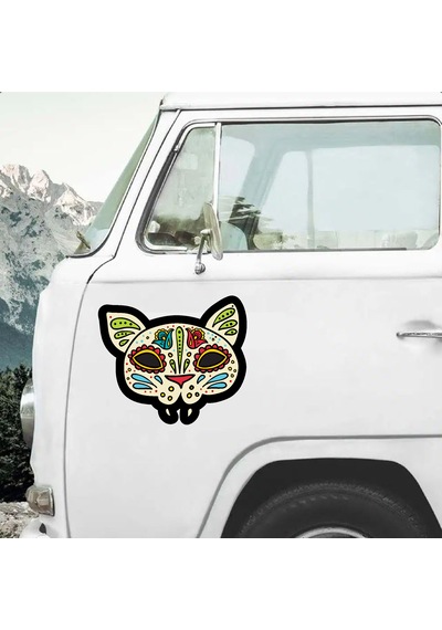 Desenli Kedi Sticker - Araba Oto Motosiklet Karavan Laptop Cam Sticker - 00285 20x17 Cm