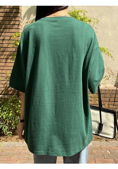 Flood Of Style Kadın Nefti Yeşili Seize The Day Baskılı Oversize T-shirt Yeşil