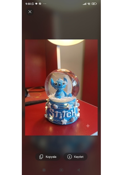 Stitch Işıklı Kar Küresi - 9 Cm X 6 Cm - Mavi Hediyelik-dekoratif Kar Küresi 01