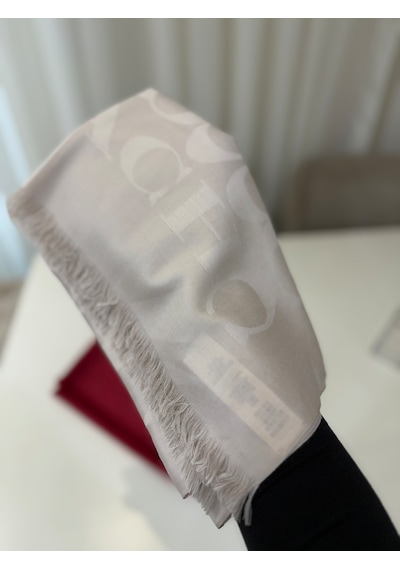 Coach Signature Wrap Yün Ipek Şal BEj