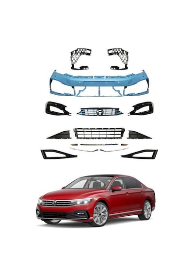 Volkswagen Passat B 8.5 R Line Ön Tampon ve Panjur   Seti