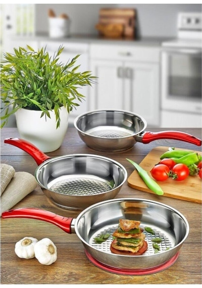 Gülsan Jasmin Çelik Tava Seti 3 Parça 16Cm 18Cm 20Cm