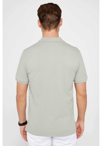 Tudors Erkek Slim Fit Dar Kesim %100 Pamuk Düz Pike Gri Polo Yaka Tişört-30561 Gri