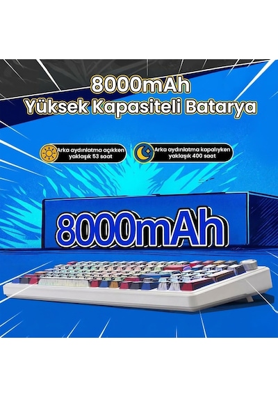 Aula F99 Pro 3 Modlu Rgb Hot Swap Mekanik Star Vector Switch Kablosuz Makrolu Klavye Comic