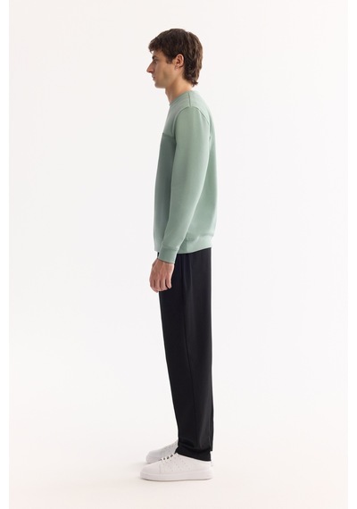 Avva Erkek Su Yeşili Bisiklet Yaka Pamuklu Bi-stretch Baskılı Regular Fit Sweatshirt A52y1325 Yeşil